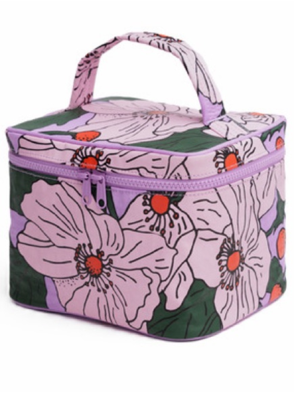 NWT BAGGU Large Cosmetic Case Pink Poppy